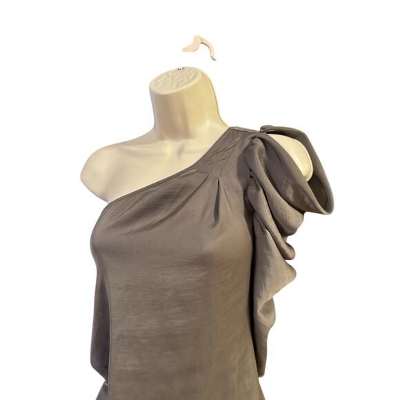 BCBGMaxAzria Taupe Satin One-Shoulder Cocktail Party Dress XS NWT - Picture 3 of 6